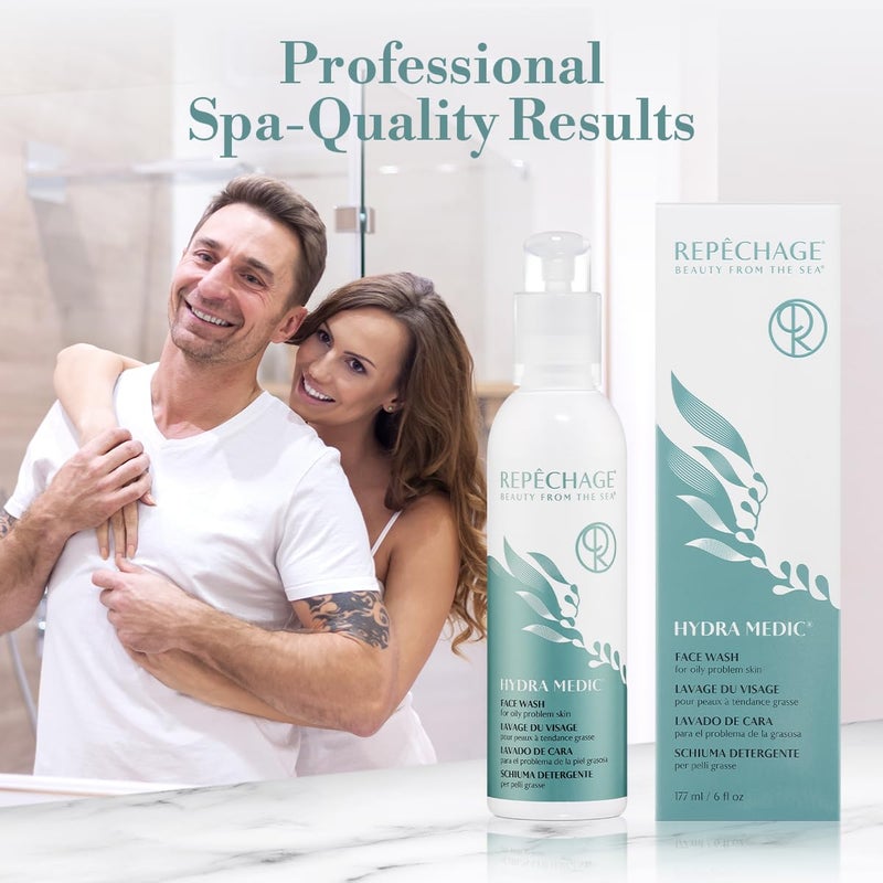 Repechage Hydra Medic Gentle Exfoliating Face Wash for Oily & Problem Skin â€“ Daily Foaming Gel Cleanser with Salicylic Acid, Laminaria Digitata Seaweed, Aloe Vera, Tea Tree Oil & Green Tea â€“ 6 fl oz - Image 4